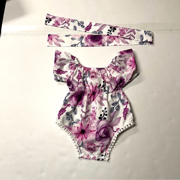 Baby Girl’s Outfit 3-6 Months Matching Dress Pants and Headbands - Picture 5 of 16